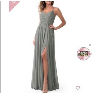 NWT Azazie Darcy Steel Grey A12 Bridesmaid Dress Gown Wedding Formal AZ1505364